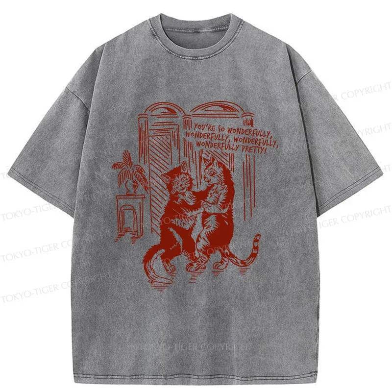 Tokyo-Tiger Dancing Cats Washed T-Shirt