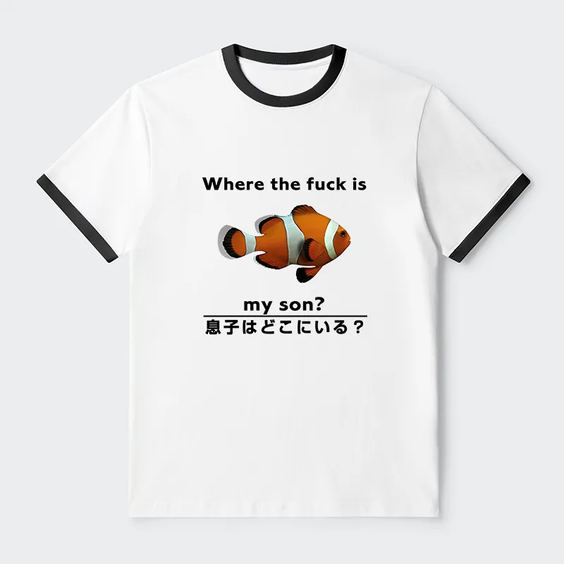 Tokyo-Tiger Fish Looking For Son Contrast Trim T-Shirt