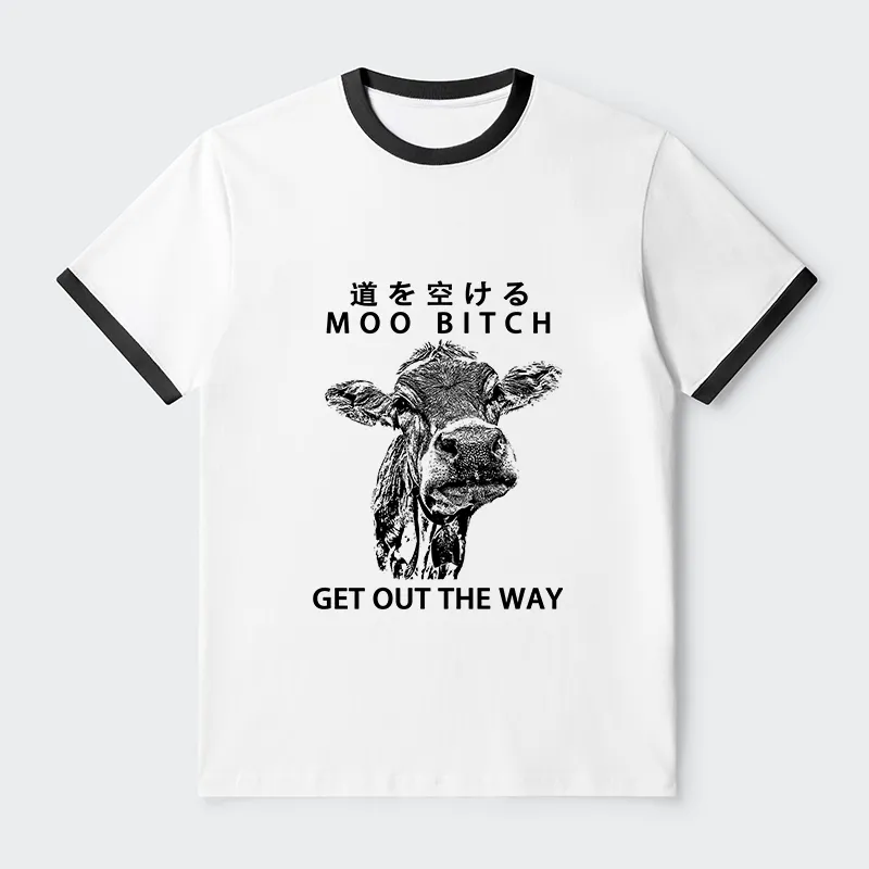 Tokyo-Tiger Funny Cow Contrast Trim T-Shirt