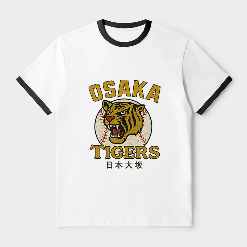 Tokyo-Tiger Funny Osaka Tigers Contrast Trim T-Shirt