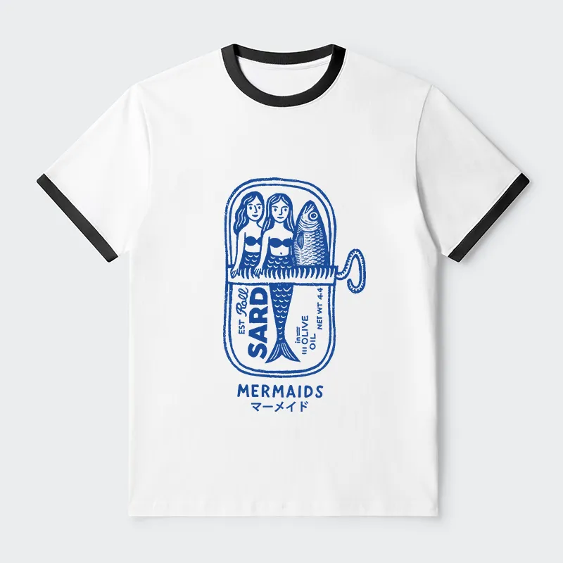 Tokyo-Tiger Mermaid Can Contrast Trim T-Shirt