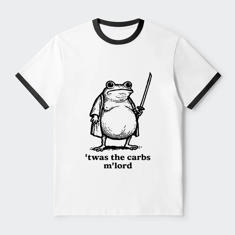 Tokyo-Tiger Funny Fat Samurai Frog Contrast Trim T-Shirt