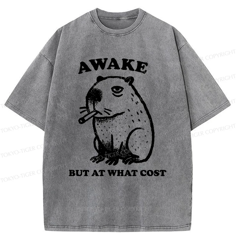 Tokyo-Tiger Smoking Capybara Washed T-Shirt