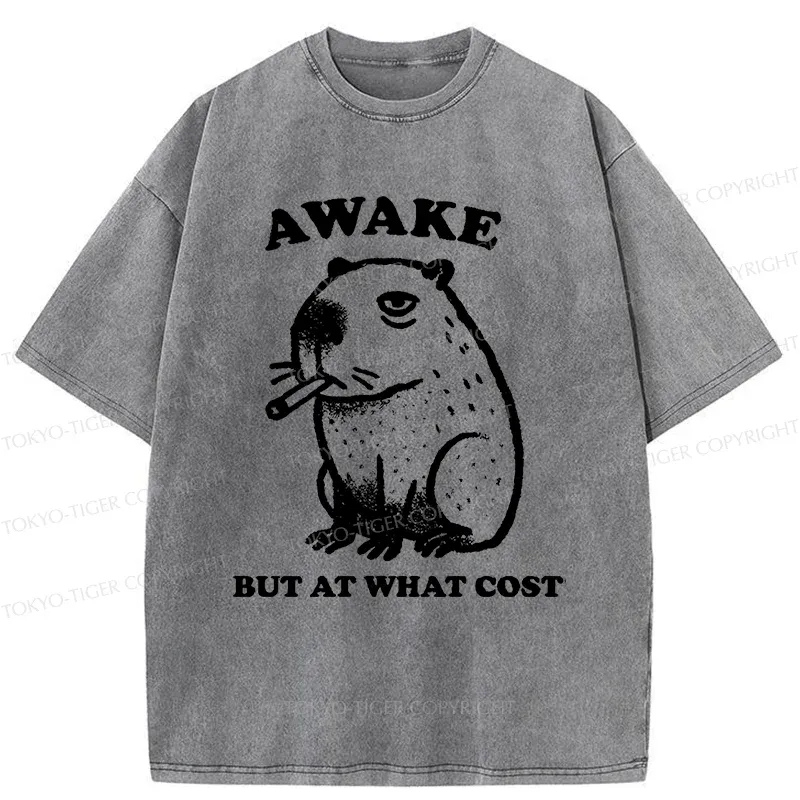 Tokyo-Tiger Smoking Capybara Washed T-Shirt