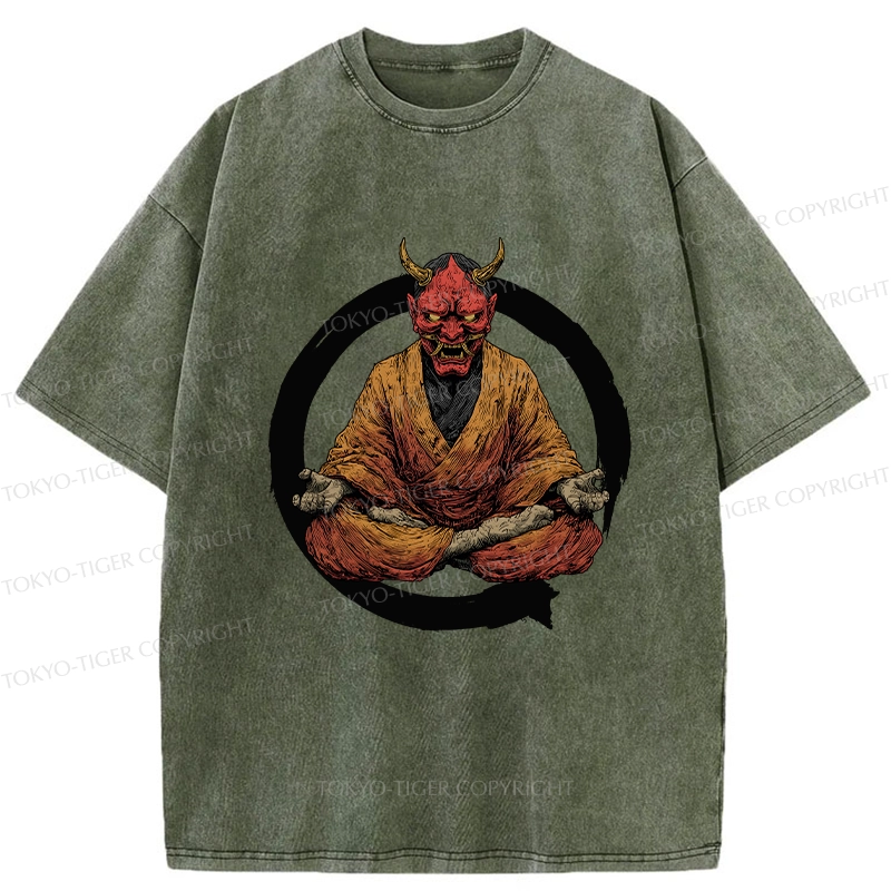 Tokyo-Tiger Zen Japanese Yokai Washed T-Shirt