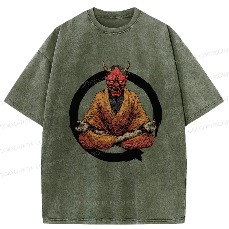 Tokyo-Tiger Zen Japanese Yokai Washed T-Shirt