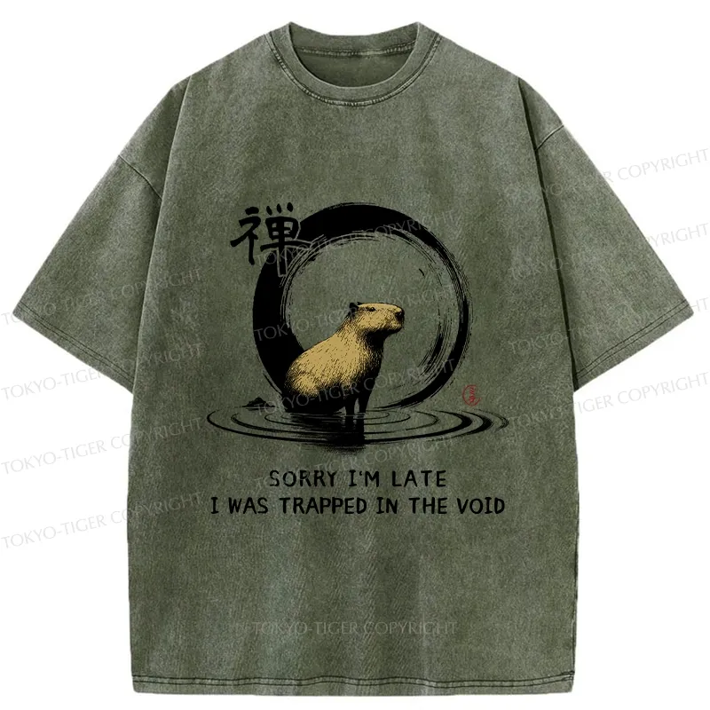 Tokyo-Tiger Zen Capybara Was Trapped In The Void Washed T-Shirt