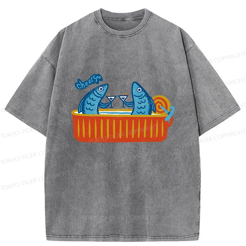 Tokyo-Tiger Canned Fish Bar Washed T-Shirt