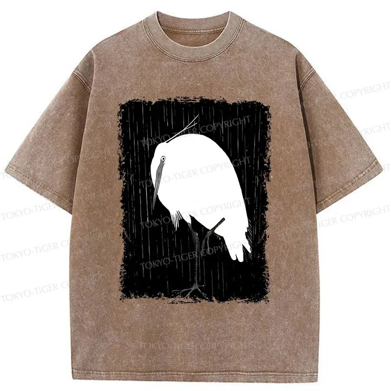 Tokyo-Tiger White Crane Washed T-Shirt