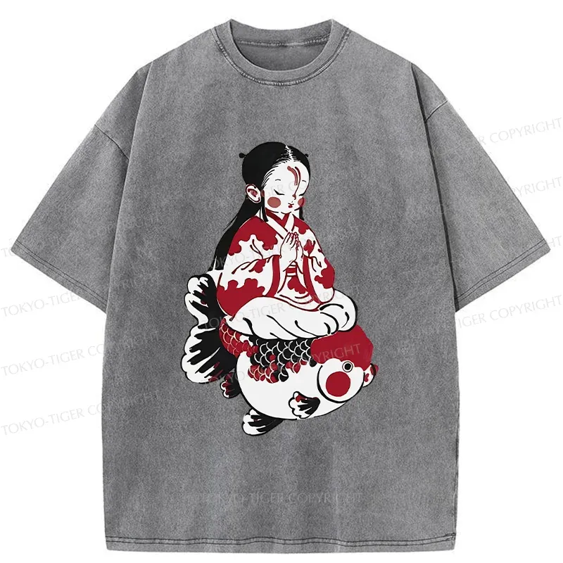 Tokyo-Tiger Retro Japanese Children Washed T-Shirt