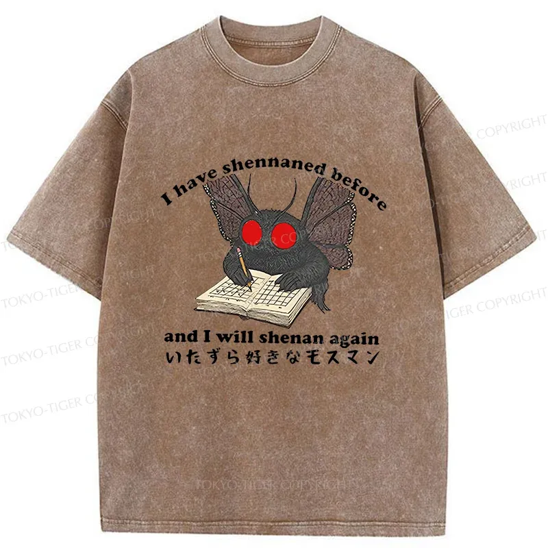 Tokyo-Tiger Mothman Writing Notes Washed T-Shirt