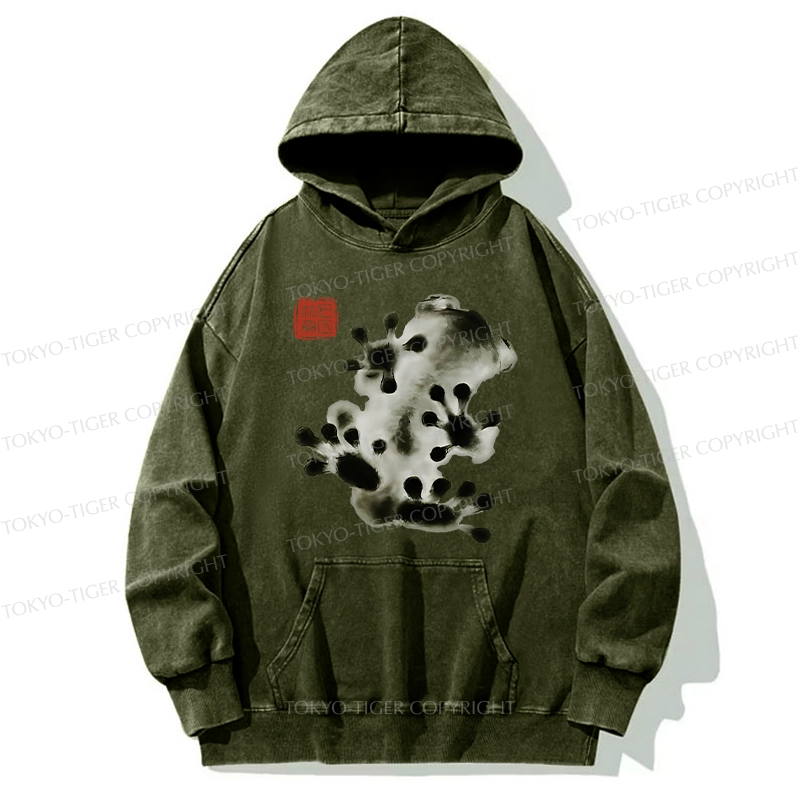 Tokyo-Tiger Ink Painting Frog Washed Hoodie