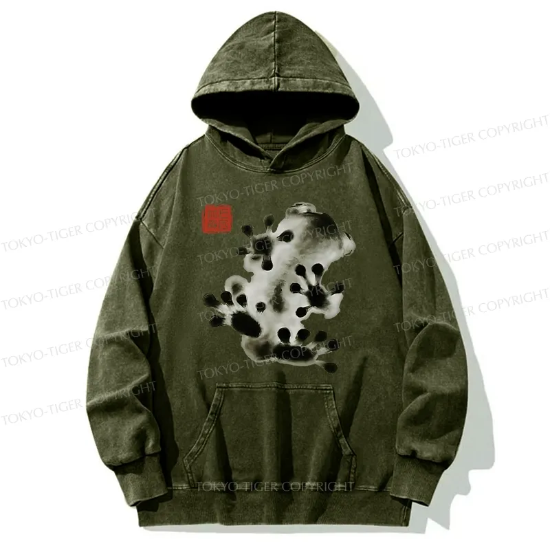 Tokyo-Tiger Ink Painting Frog Washed Hoodie