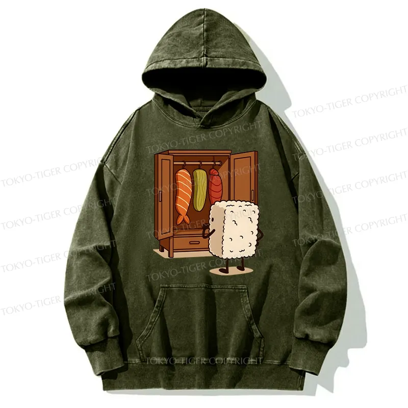 Tokyo-Tiger Sushi Pick Out Clothes Washed Hoodie
