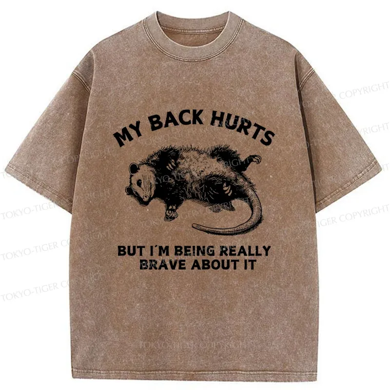 Tokyo-Tiger Opossum Lying Down Washed T-Shirt