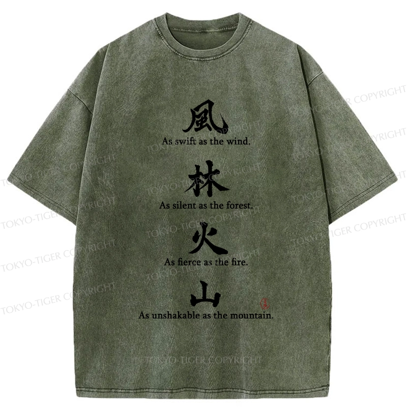 Tokyo-Tiger Wind Forest Fire Mountain Kanji Washed T-Shirt