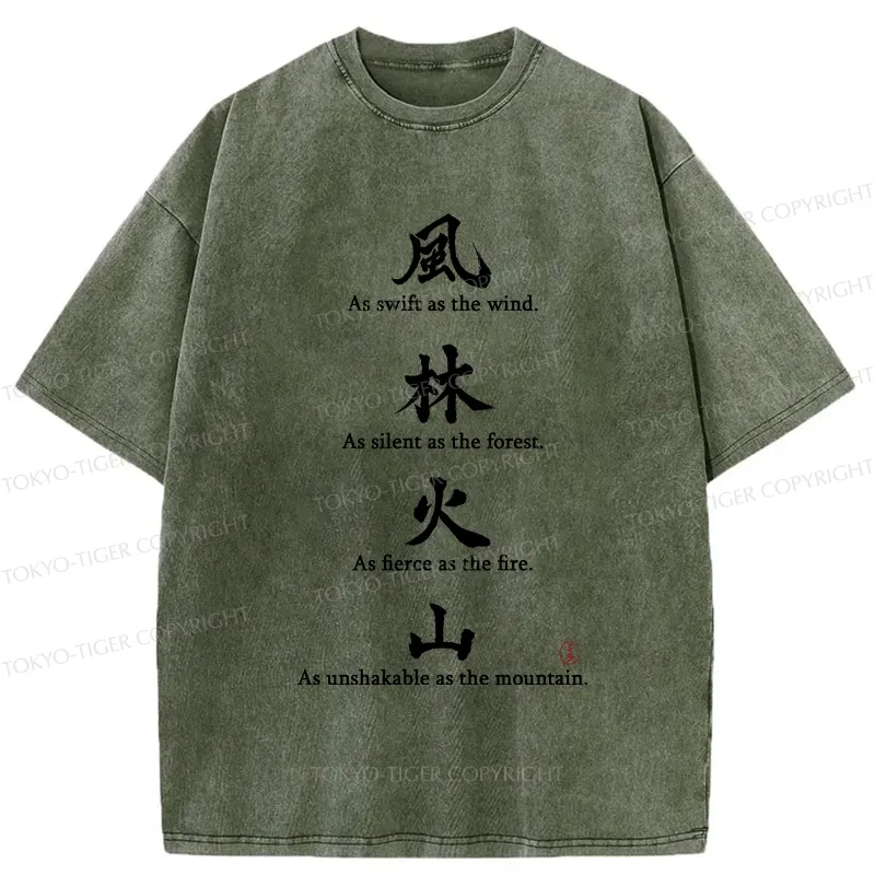 Tokyo-Tiger Wind Forest Fire Mountain Kanji Washed T-Shirt