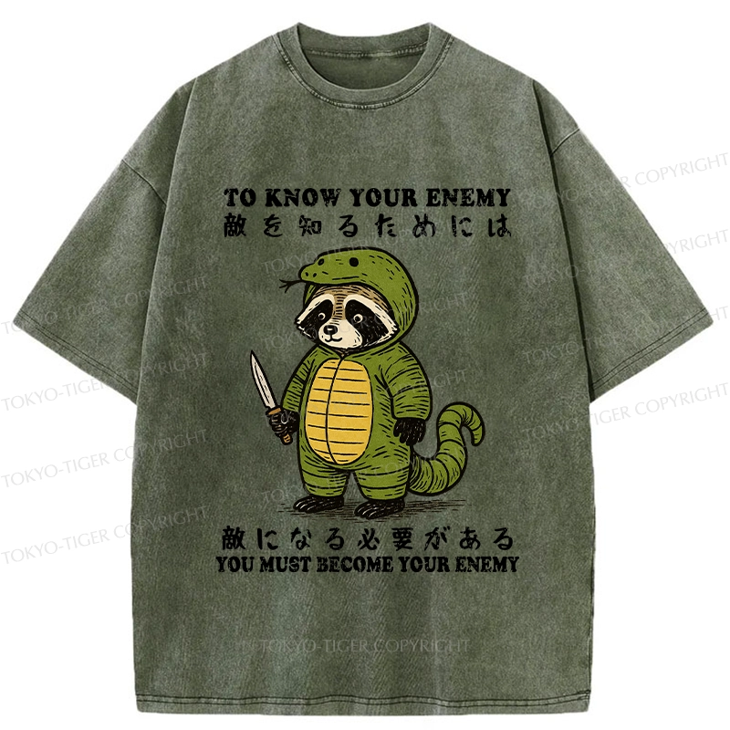 Tokyo-Tiger Raccoon Disguised As Enemy Washed T-Shirt