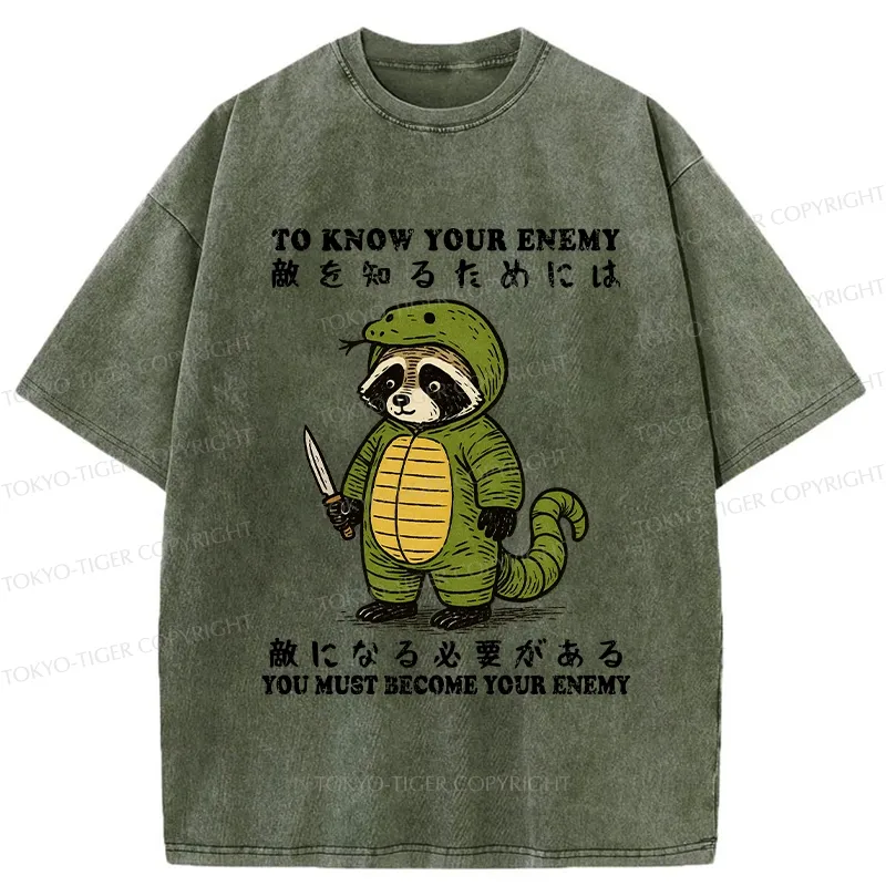 Tokyo-Tiger Raccoon Disguised As Enemy Washed T-Shirt