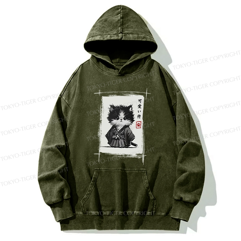 Tokyo-Tiger Kitten Samurai Washed Hoodie