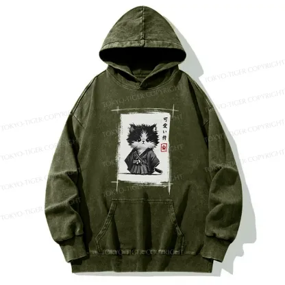 Tokyo-Tiger Kitten Samurai Washed Hoodie