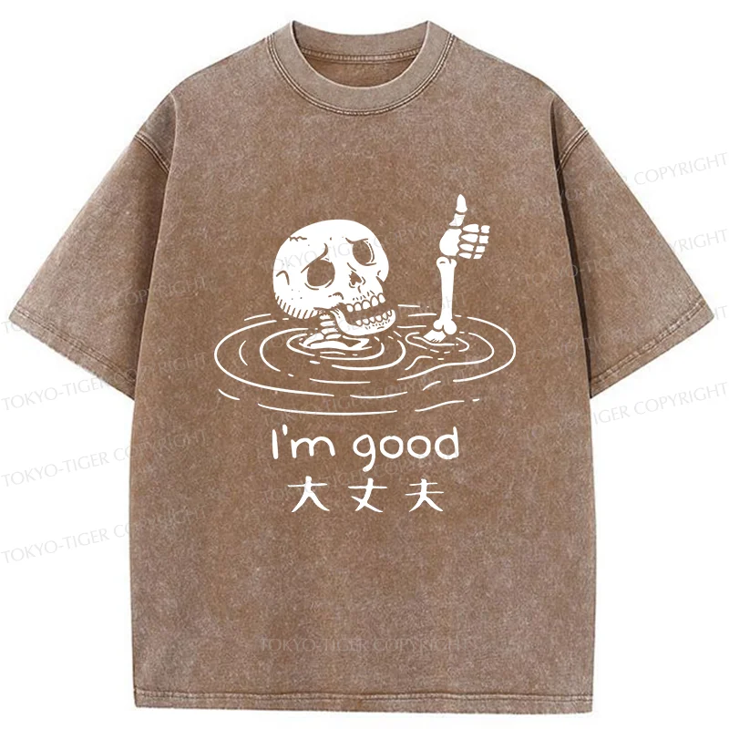 Tokyo-Tiger Drowned Skeleton Washed T-Shirt