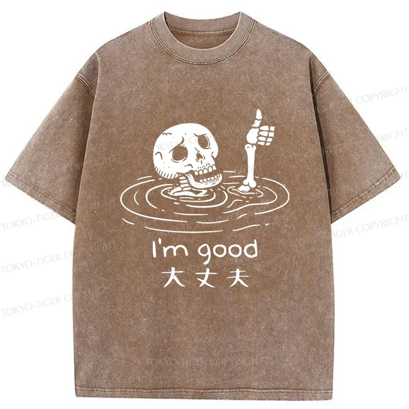 Tokyo-Tiger Drowned Skeleton Washed T-Shirt