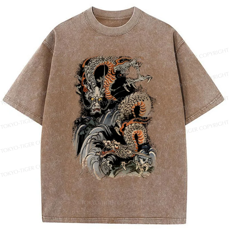Tokyo-Tiger Japanese Ancient Dragon Washed T-Shirt