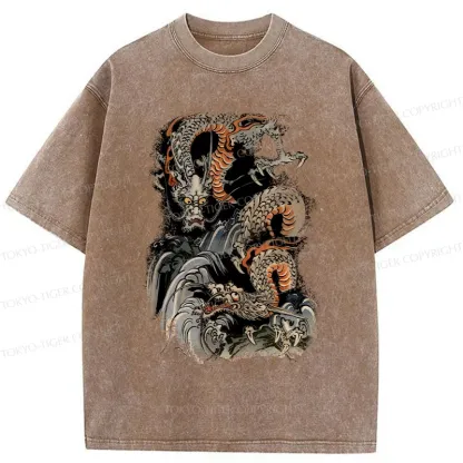 Tokyo-Tiger Japanese Ancient Dragon Washed T-Shirt