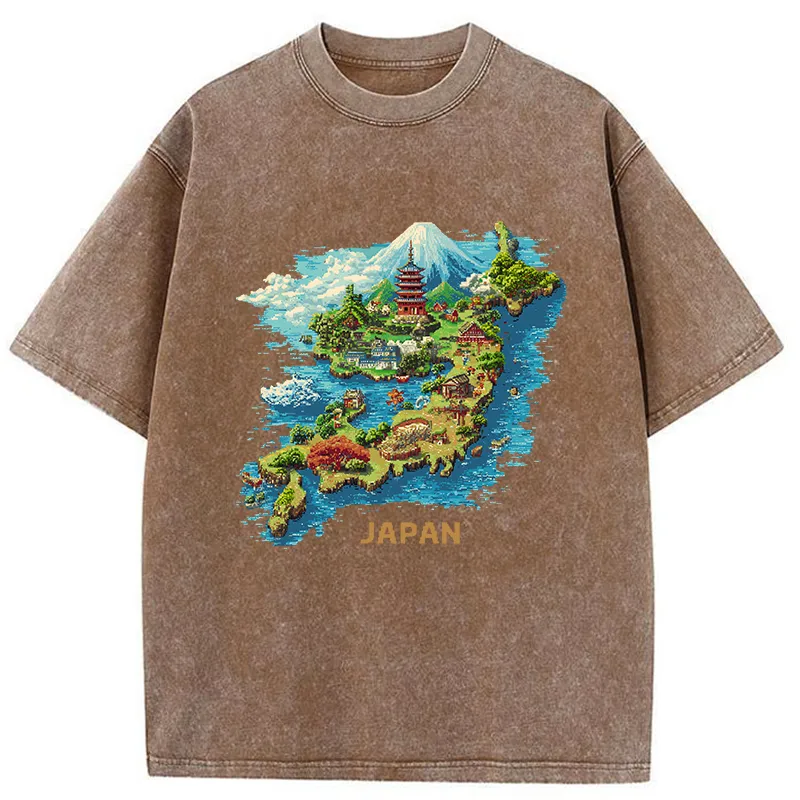Tokyo-Tiger Funny Japanese Map Washed T-Shirt