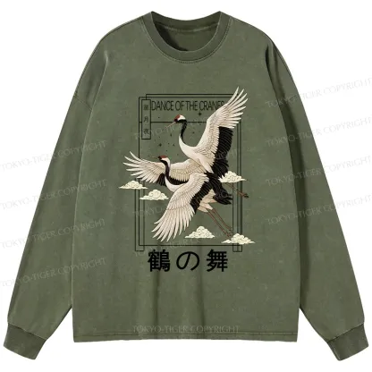 Tokyo-Tiger Dance Of The Cranes Washed Long Sleeve T-Shirt