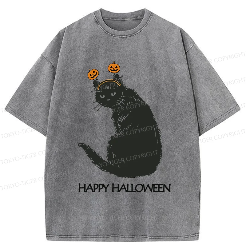 Tokyo-Tiger Halloween Cat Washed T-Shirt