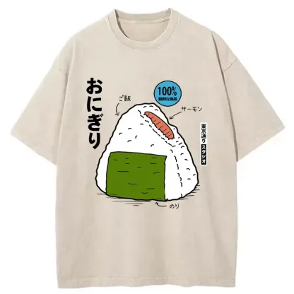 Tokyo-Tiger Delicious Onigiri Washed T-Shirt