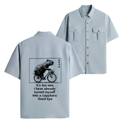 Tokyo-Tiger Funny Capybara Riding A Bicycle Work Shirt