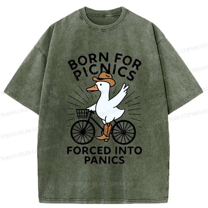 Tokyo-Tiger Born For Picnics Funny Washed T-Shirt