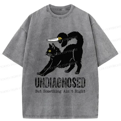 Tokyo-Tiger Cat With Knife Washed T-Shirt