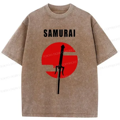 Tokyo-Tiger Samurai Sword Washed T-Shirt