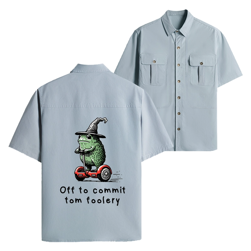 Tokyo-Tiger Frog Riding A Balance Scooter Work Shirt