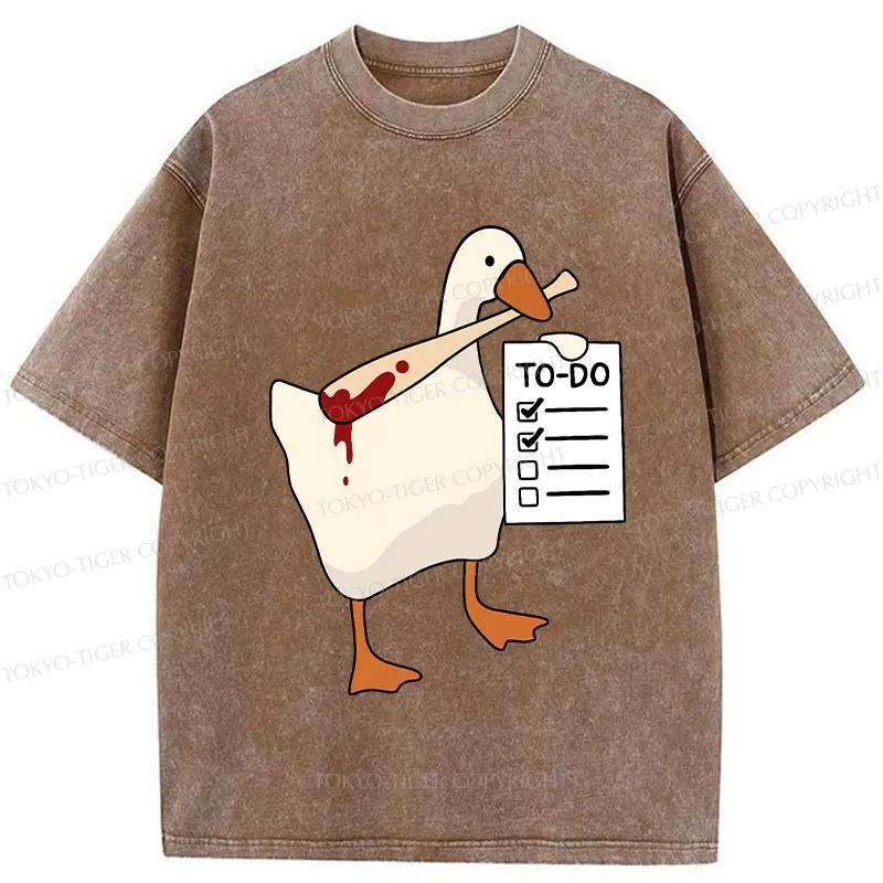 Tokyo-Tiger Task Slayer Goose Funny Washed T-Shirt