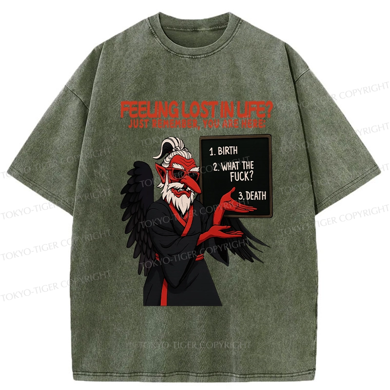 Tokyo-Tiger The Three Stages Of Life Funny Washed T-Shirt