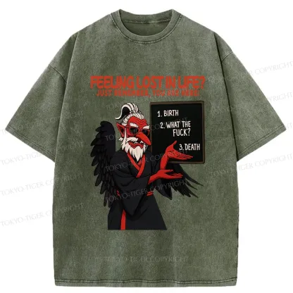 Tokyo-Tiger The Three Stages Of Life Funny Washed T-Shirt