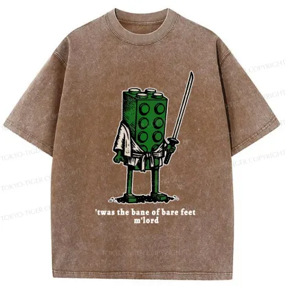 Tokyo-Tiger Funny Building Blocks Samurai Washed T-Shirt