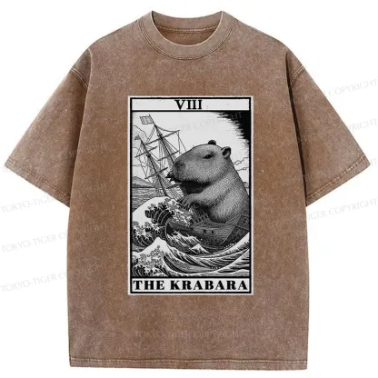 Tokyo-Tiger Capybara Destroyers In The Waves Washed T-Shirt