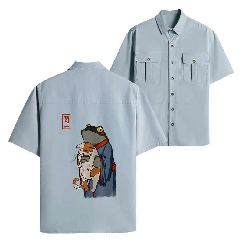 Tokyo-Tiger The Frog Holds The Cat Work Shirt