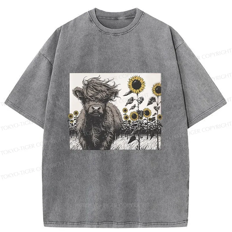 Tokyo-Tiger Cow In The Wind Washed T-Shirt
