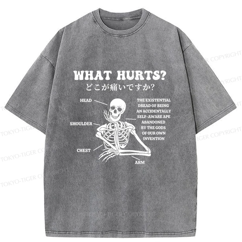 Tokyo-Tiger A Skeleton In Pain Washed T-Shirt