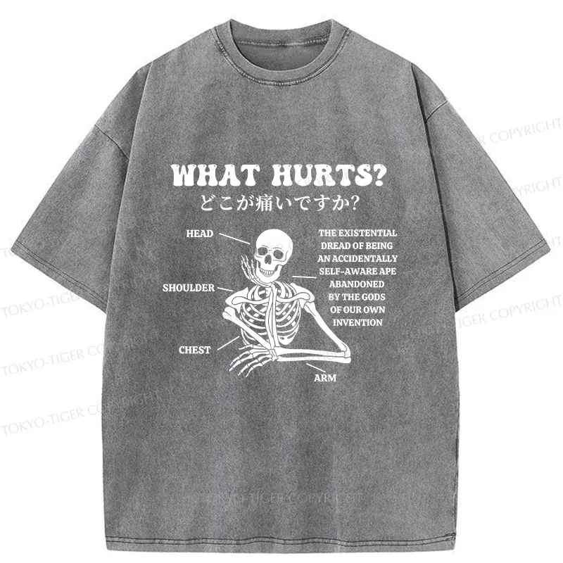 Tokyo-Tiger A Skeleton In Pain Washed T-Shirt