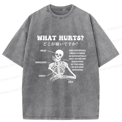 Tokyo-Tiger A Skeleton In Pain Washed T-Shirt