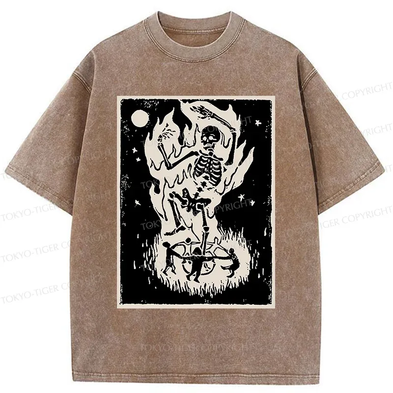 Tokyo-Tiger Summon Skeleton Washed T-Shirt