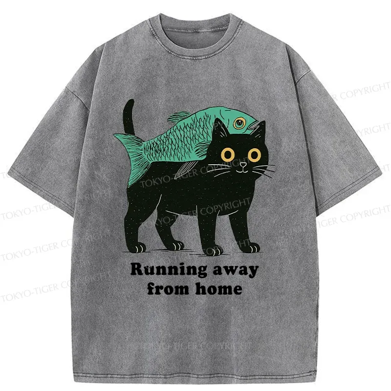 Tokyo-Tiger Runaway Cat Washed T-Shirt